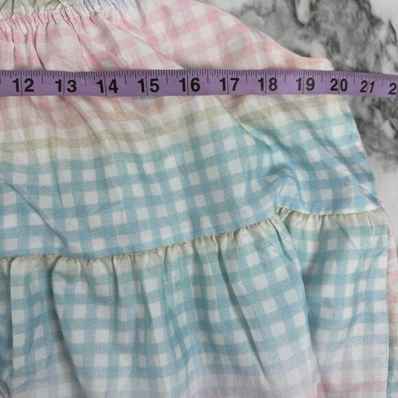 Storia Pastel Gingham Rainbow Midi Dress Size Medium Tired Ruffle - Picture 7 of 9